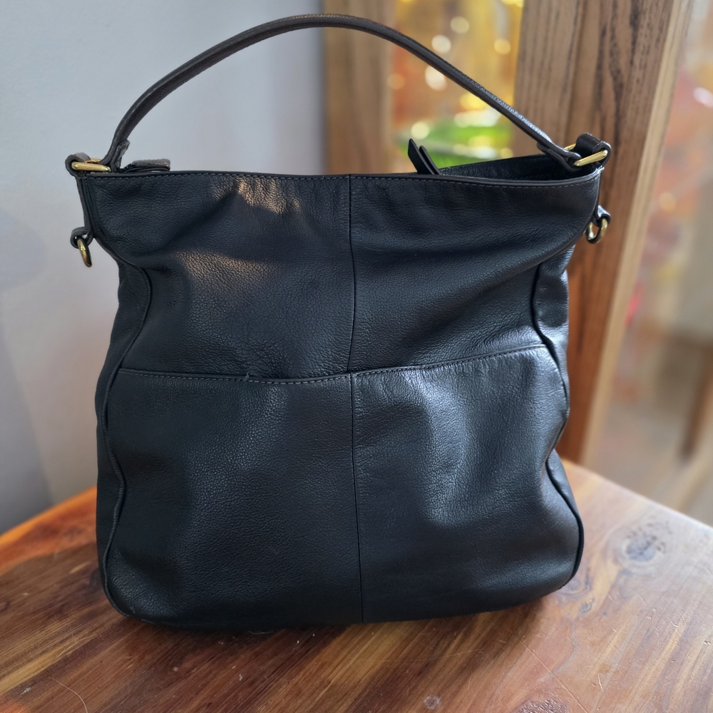 Fossil Jolie Dark Leather Hobo Bag